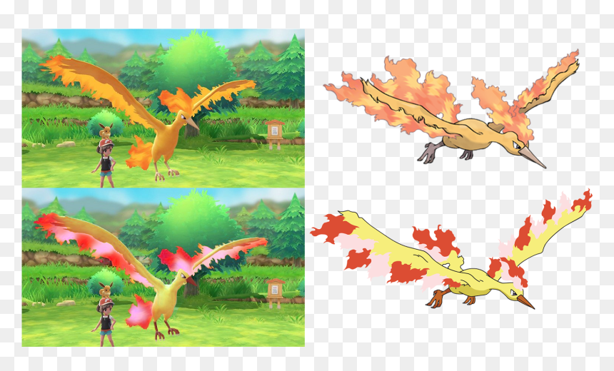 1mib, 1553x848, Comparison - Moltes Pokemon, HD Png Download - moltres png