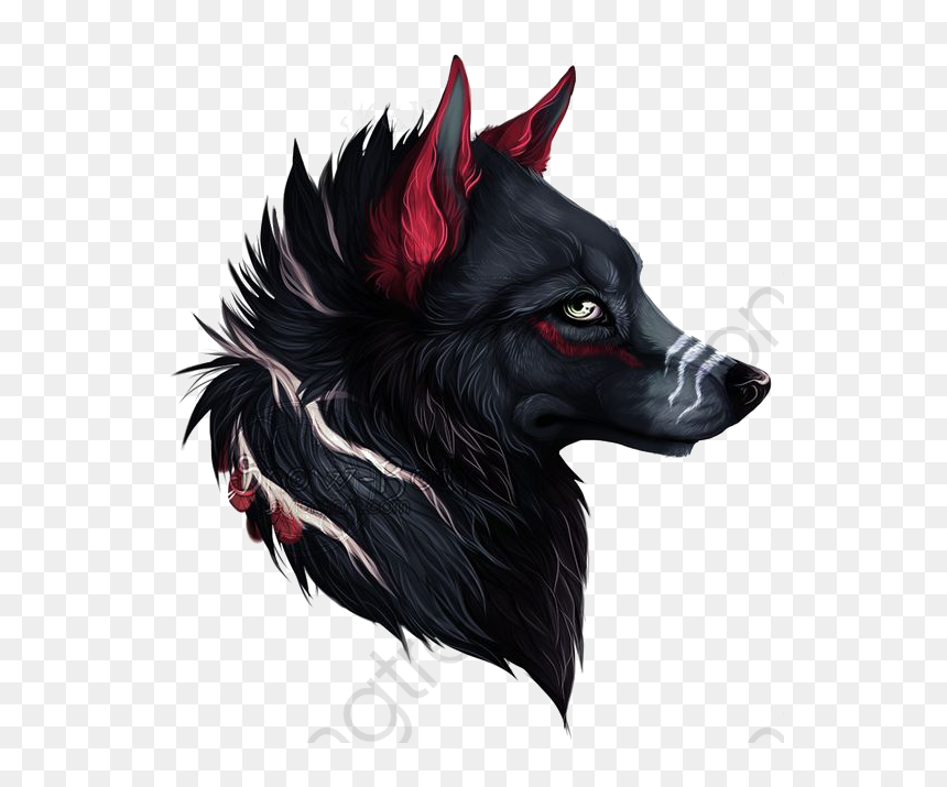 Black Wolf Avatar, Wolf Clipart, Creative Animal Heads, - Black And Red Wolf, HD Png Download - black wolf png