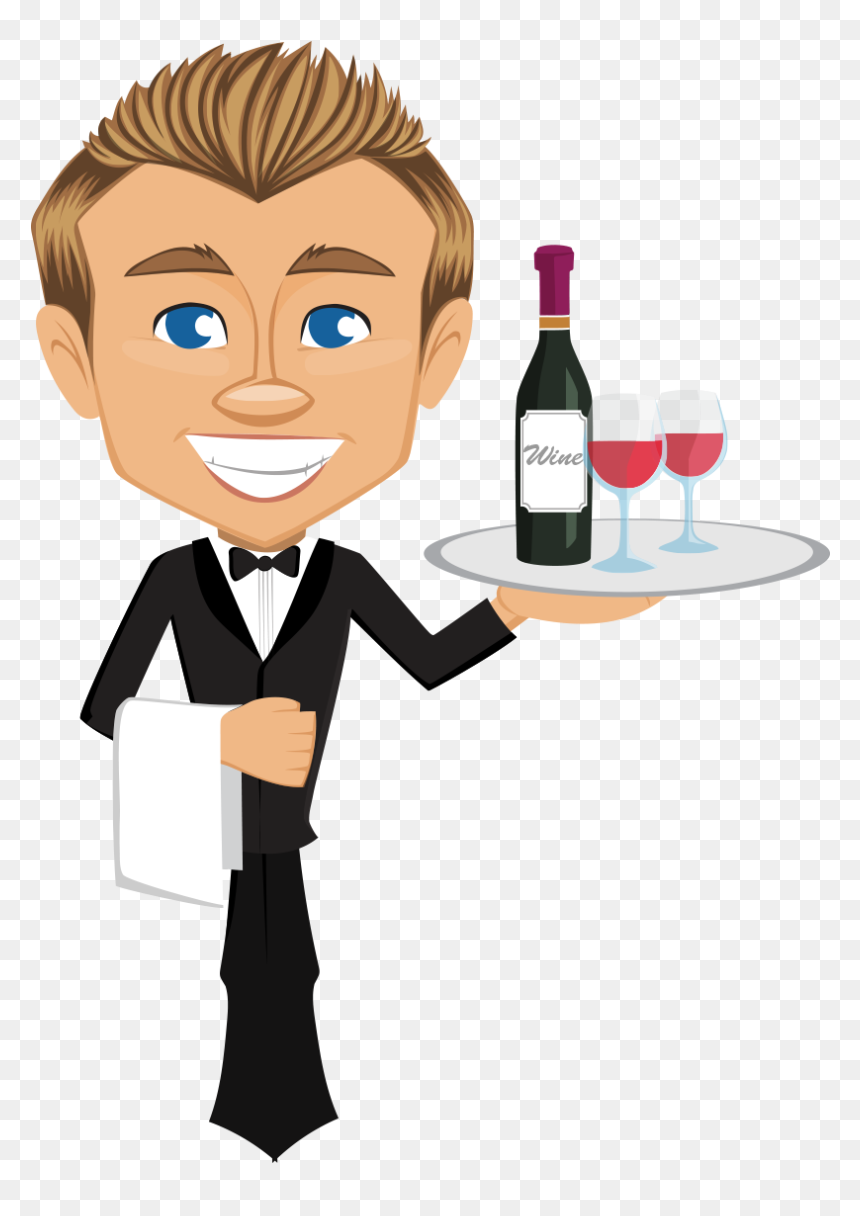Cartoon Q Version Cook Of The Hand - Waiter Cartoon Png, Transparent Png - waiter png