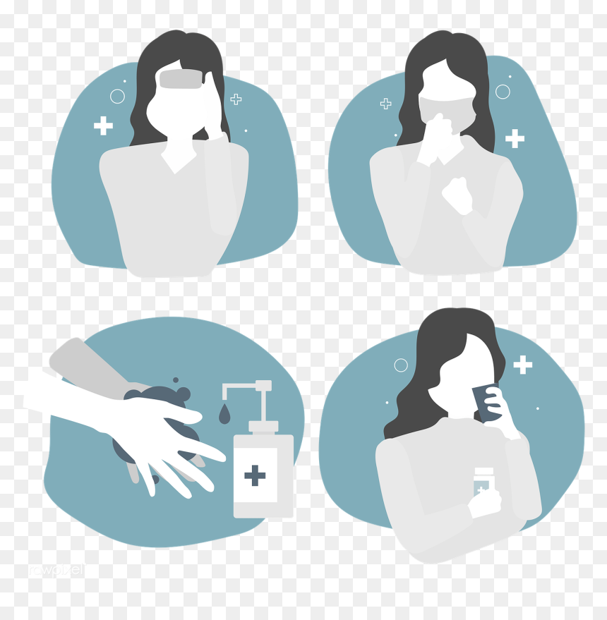 Corona Virus Signs And Symptoms Character Set Transparent - Disinfection Hand Png, Png Download - corona logo png