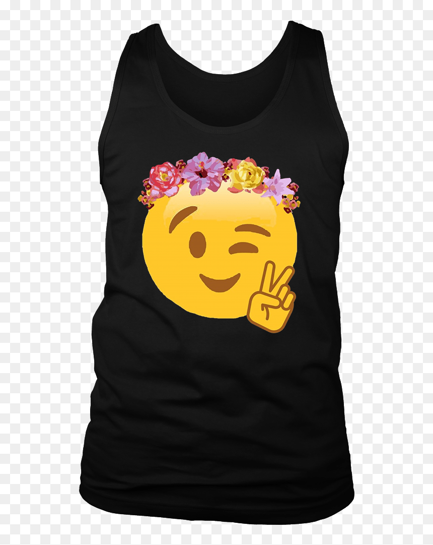 Peace Emoji Laughing Flower Crown T Shirt - Smiley, HD Png Download - peace emoji png