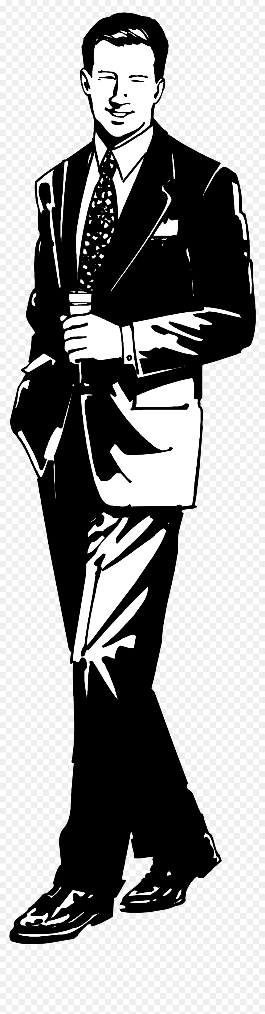 Man In Suit Clipart Black And White, HD Png Download - man in suit silhouette png