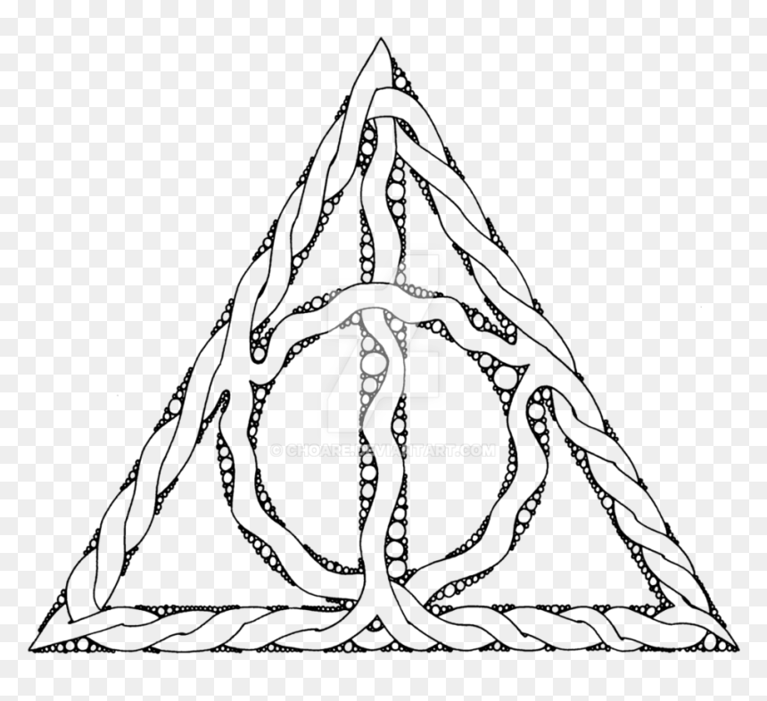 Drawing, HD Png Download - deathly hallows symbol png