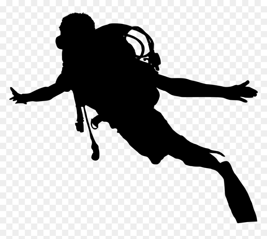 Scuba Diver Silhouette Png, Transparent Png - jumping silhouette png
