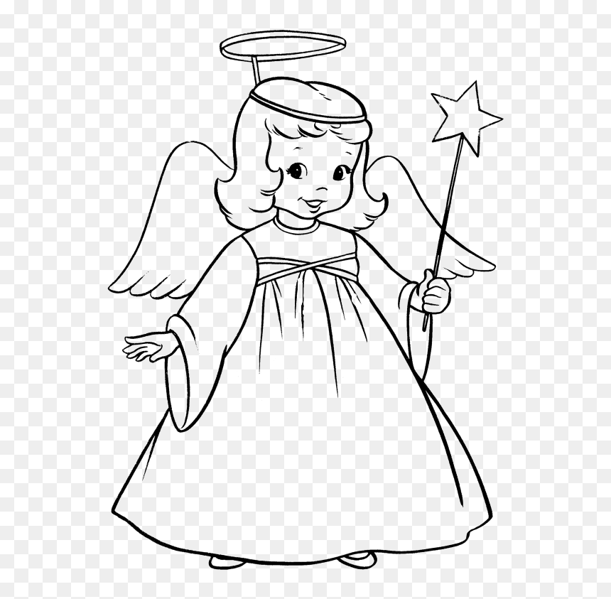 Colouring Picture Of Angel, HD Png Download - christmas angel png