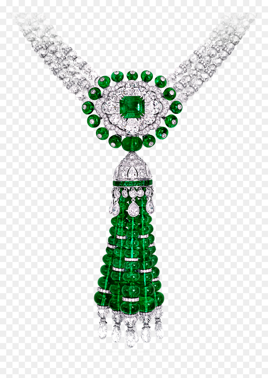 Emerald Beads With Diamonds, HD Png Download - bling necklace png