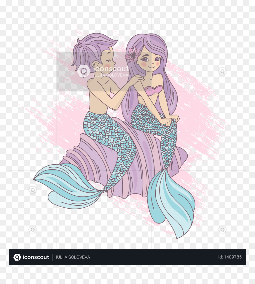 Mermaid Cartoon, HD Png Download - anime couple png