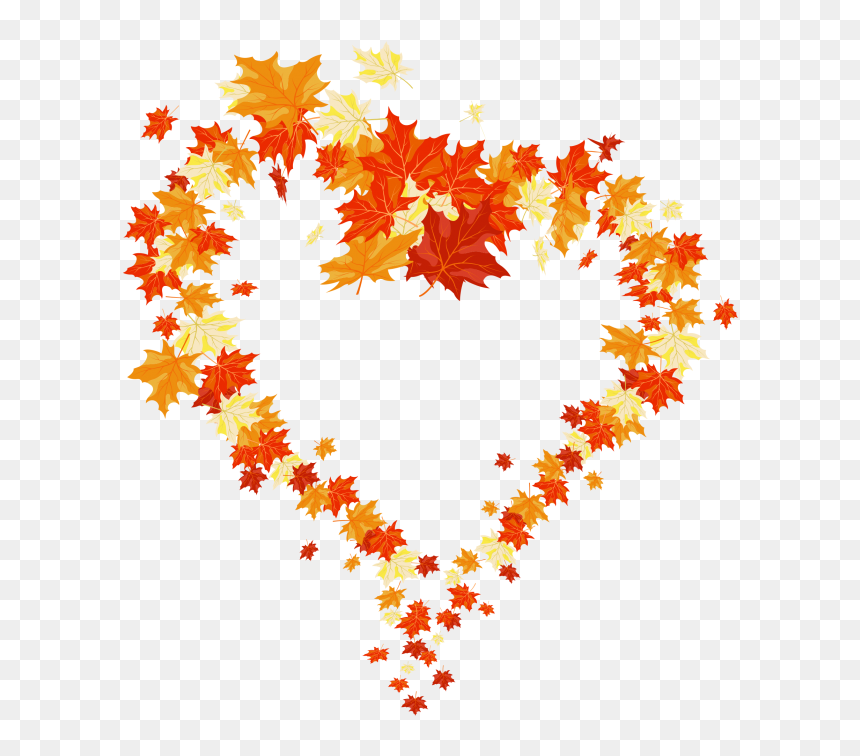 Autumn Leaves Heart Png, Transparent Png - leaves border png