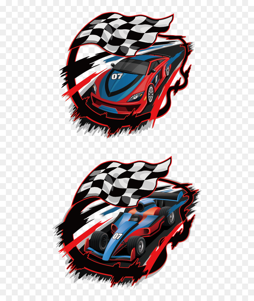 Racing Flag With Car, HD Png Download - race flags png
