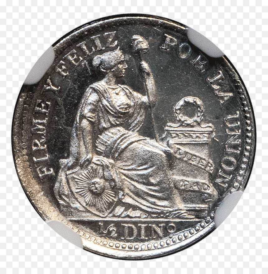 1908/7-fg Peru Silver 1/2 Dinero Km - Dime, HD Png Download - dinero png