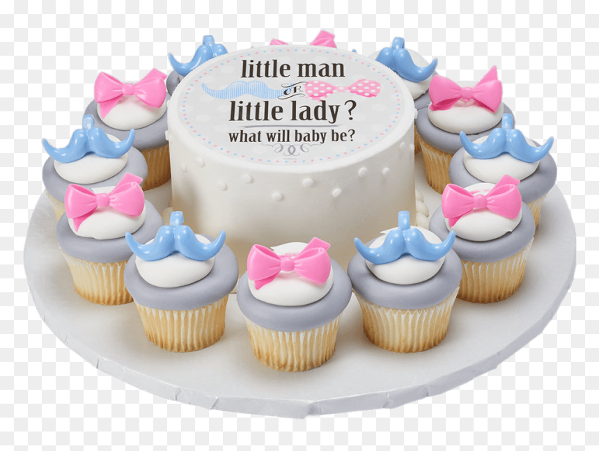 Gender Reveal Cake And Cupcakes - Bows Or Bowties Gender Reveal Cake, HD Png Download - cupcakes png