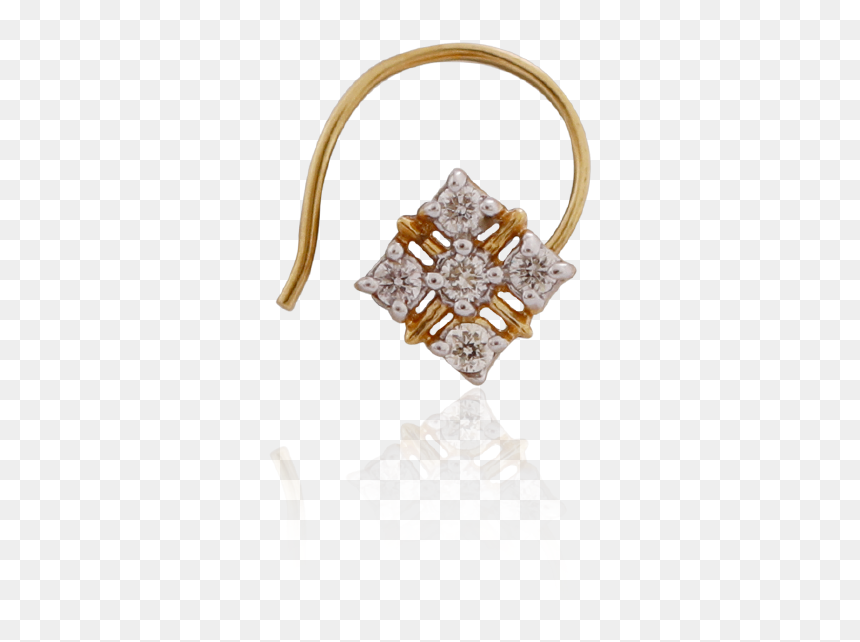 South Indian Floral Diamond Nosepin - Engagement Ring, HD Png Download - nose ring png