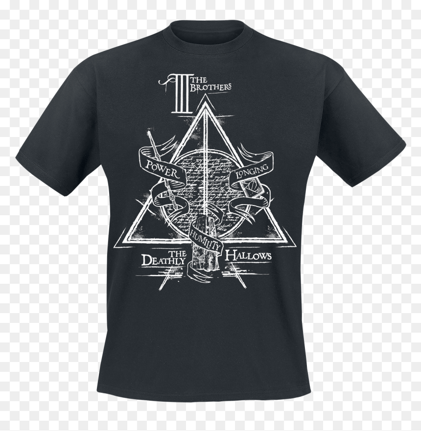 Null Deathly Hallows Black T-shirt 356755 Hmnqrci - Deathly Hallows, HD Png Download - deathly hallows png