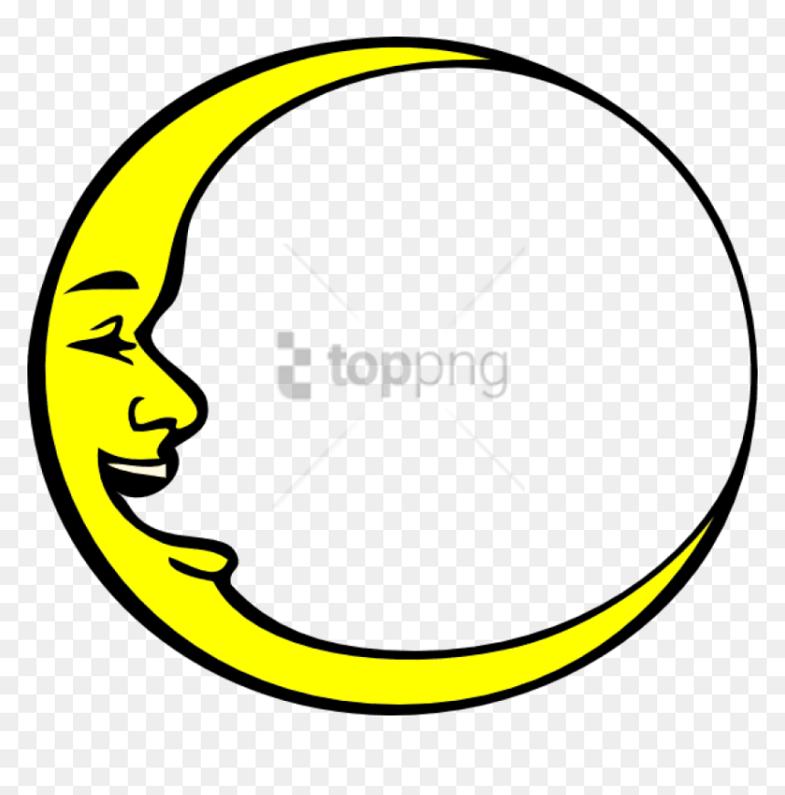Free Png Smiling Crescent Moon Png Image With Transparent - Full Moon Black And White, Png Download - half moon png
