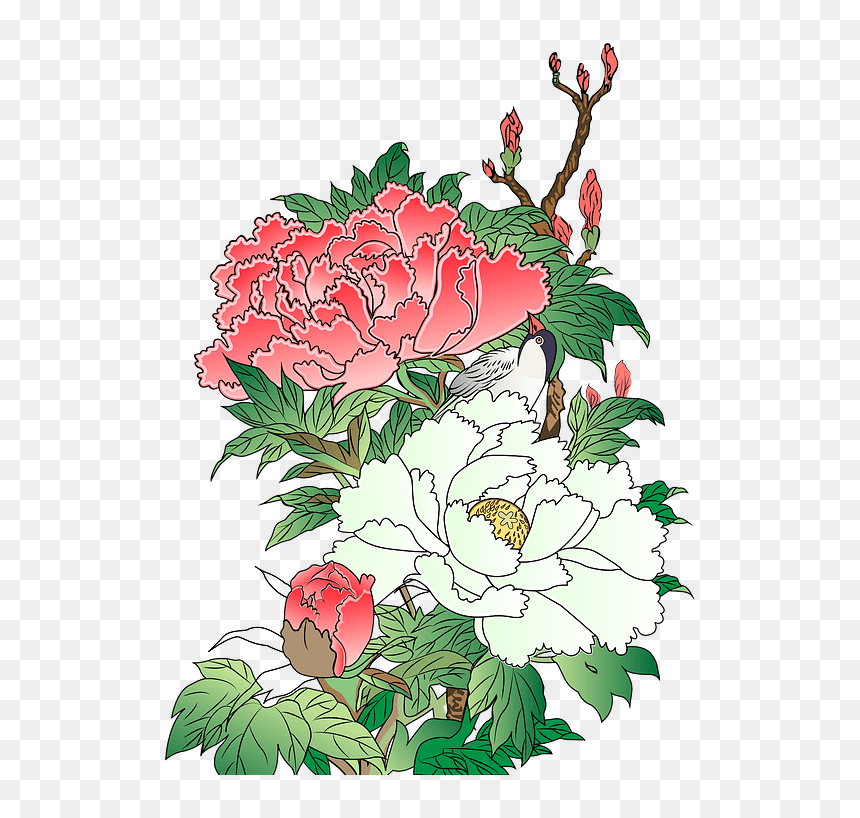 Peony Flower Clipart - Hiroshige, HD Png Download - peony png