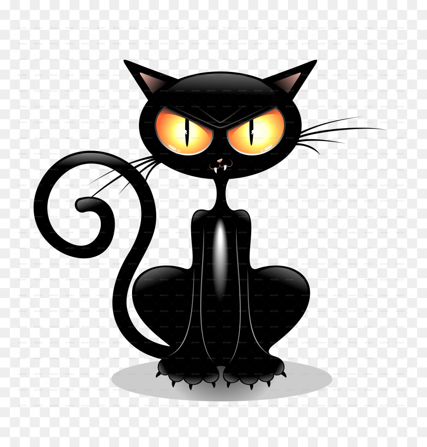 Cartoon Black Cat Desktop Backgrounds Clip Art Transparent - Angry Black Cat Cartoon, HD Png Download - cartoon cat png