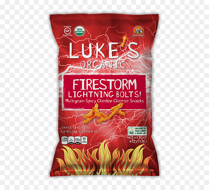 Clouds Firestorm Lightning Bolts - Luke's Organic Firestorm Lightning Bolts, 12 Count, HD Png Download - lightning bolts png