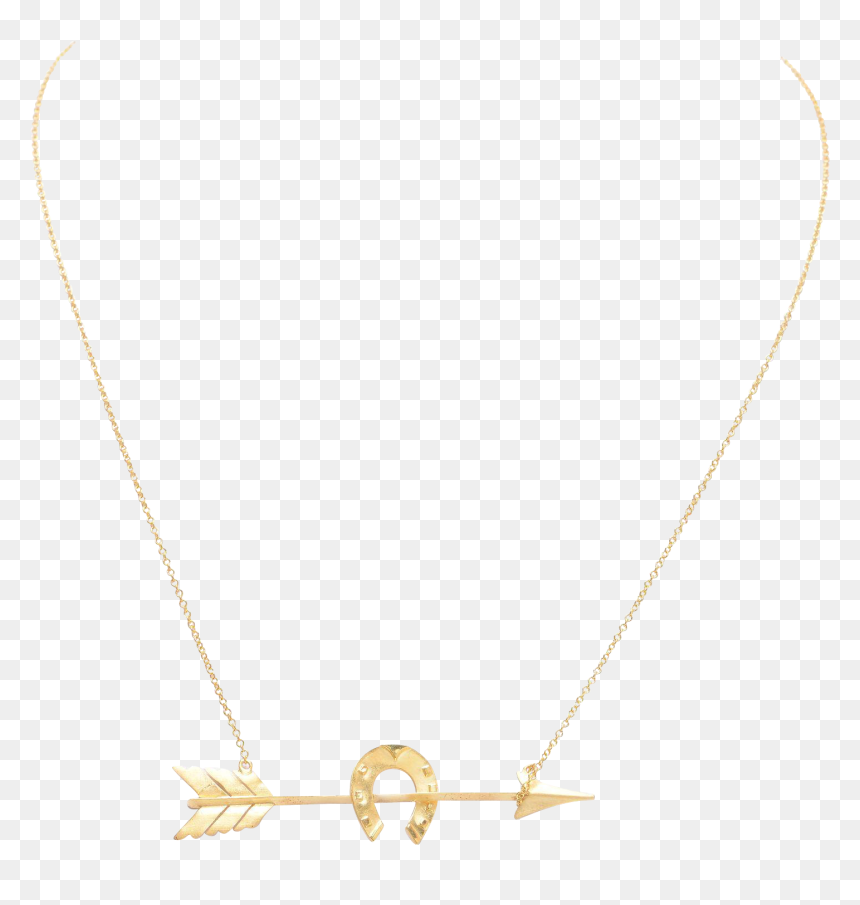 Gold Arrow And Horseshoe Necklace - Necklace, HD Png Download - gold arrow png