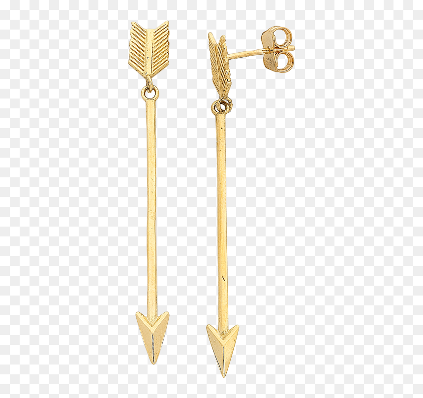Gold Arrow Drop Earrings, HD Png Download - gold arrow png