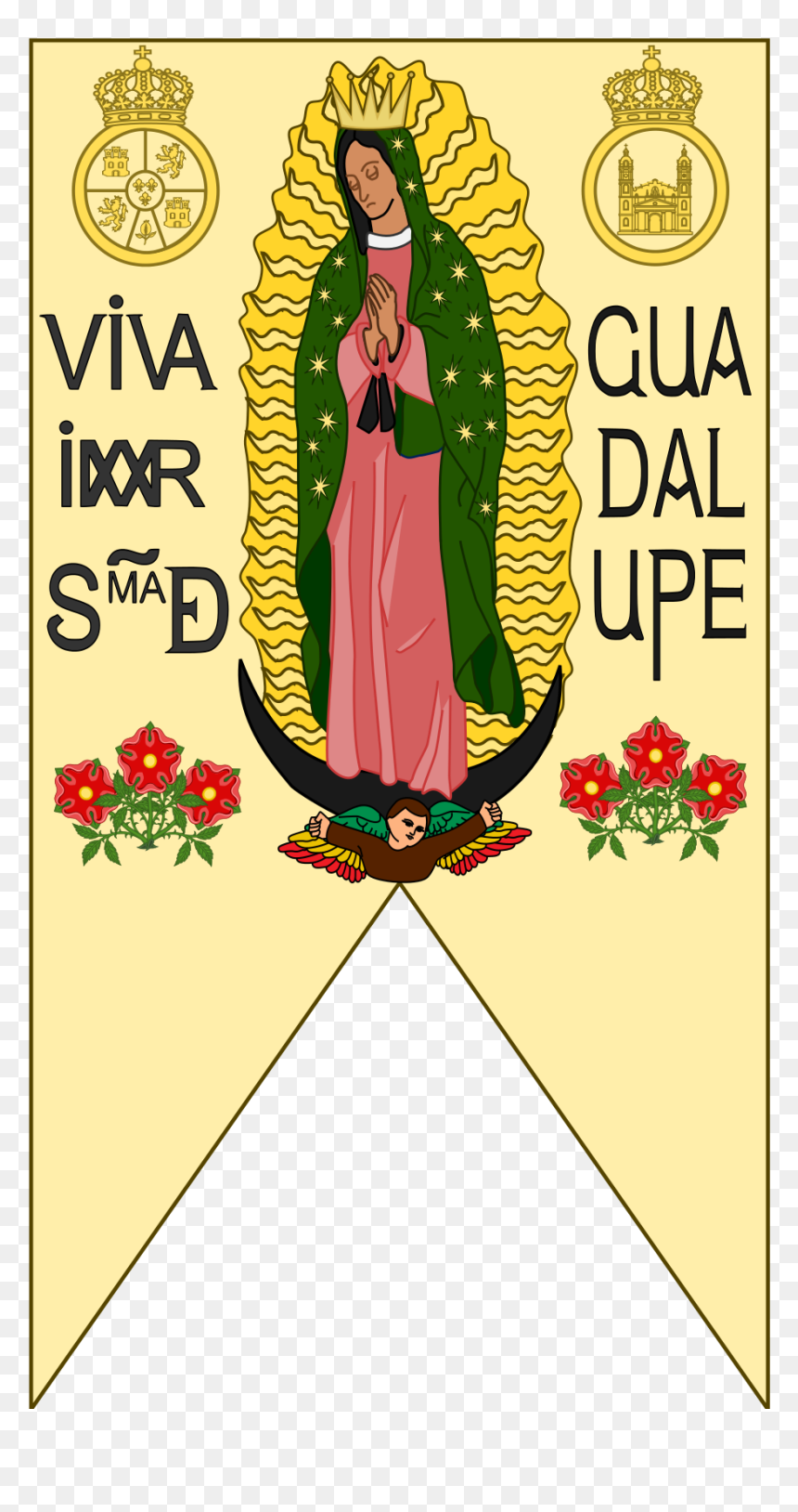 Estandarte De Hidalgo Kawaii, HD Png Download - virgen de guadalupe png