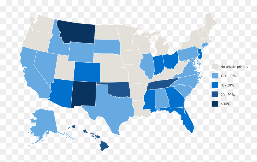 Private Prison State Map Transparent - Private Prisons, HD Png Download - united states map png