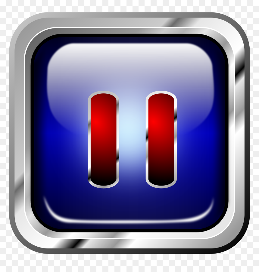 Icon Blue Multimedia Pause Clip Arts - Metal Button Png Icon, Transparent Png - pause png