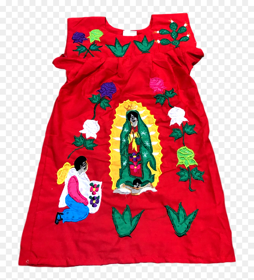 Apparel Dress Mexican Embroided Flowers Virgen De Guadalupe - Day Dress, HD Png Download - virgen de guadalupe png