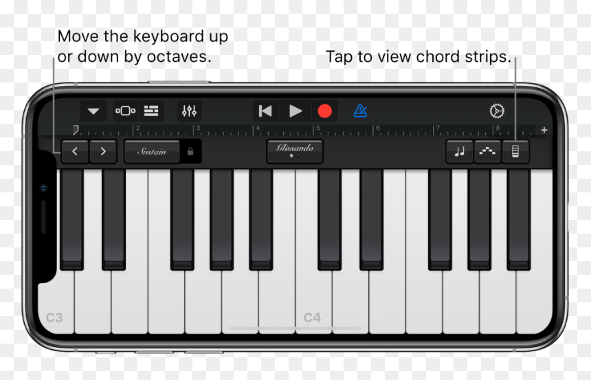 Keyboard Touch Instrument - Piano Garageband, HD Png Download - piano keyboard png