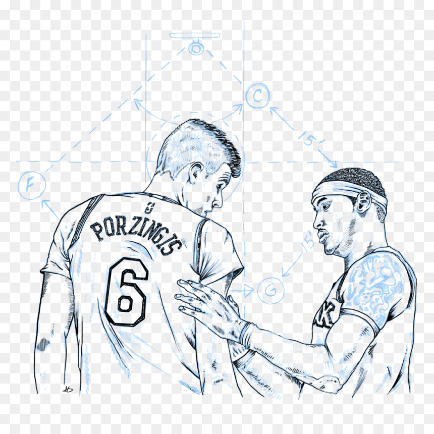 What Have You Learned Playing With Carmelo Anthony - Kristaps Porzingis Line Art, HD Png Download - carmelo anthony png