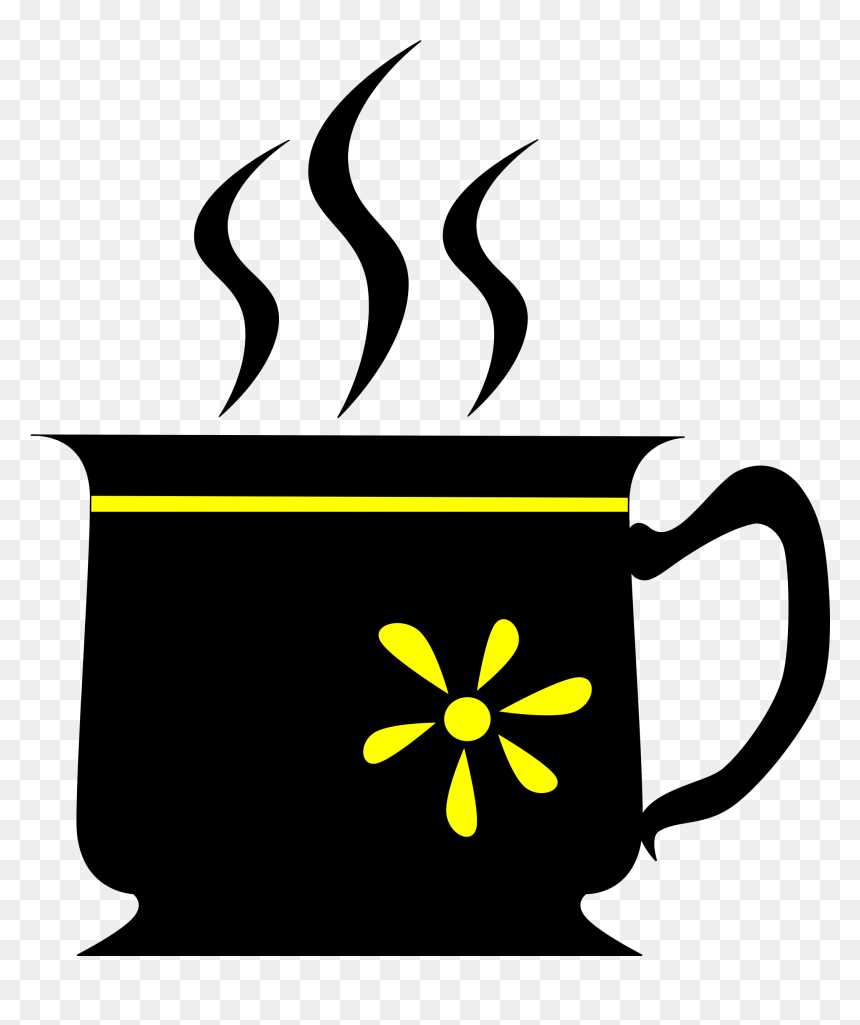 Black Cup With Yellow Flower Clip Arts, HD Png Download - yellow flower png
