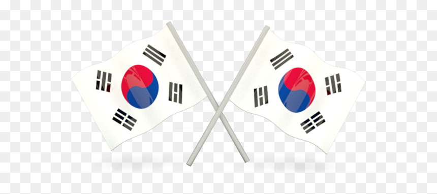 Two Wavy Flags - Two South Korea Flag, HD Png Download - korean flag png