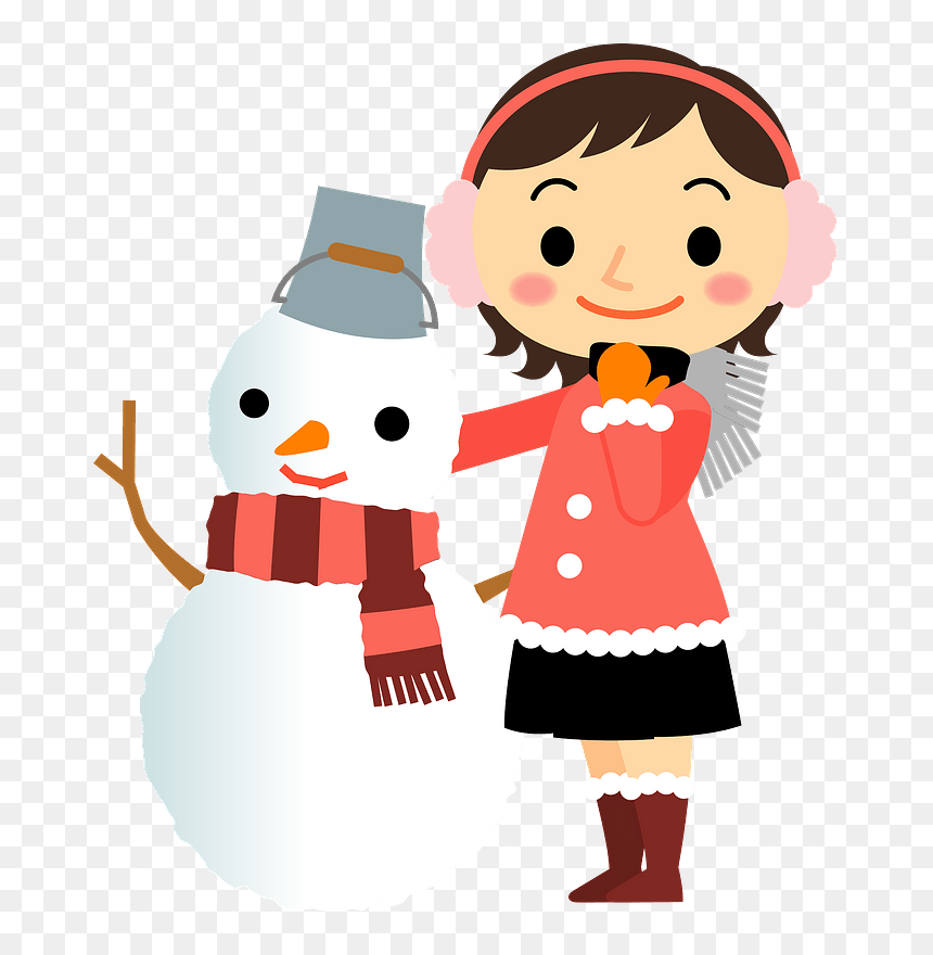 Girl Snowman Clipart - Cartoon, HD Png Download - snowman clipart png
