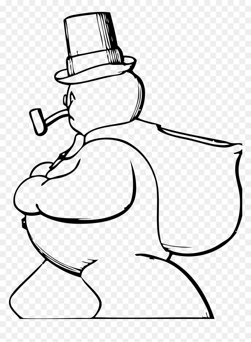 Snowman Side View Black White Line Art Tatoo Tattoo - Snowman Clip Art, HD Png Download - tatoo png