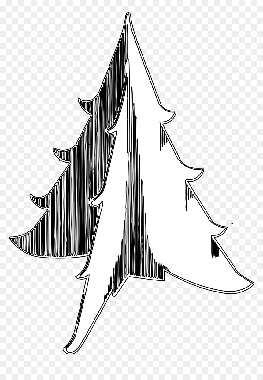 Christmas Tree 1 Black White Line Art Tatoo Tattoo - Clip Art, HD Png Download - tatoo png