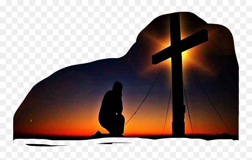 #man #kneeling #silhouette #cross #sunset #praying - Sexta Feira Santa Sofreu, HD Png Download - cross silhouette png