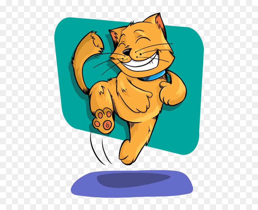 Cat Jumping Clipart Kittens Happy Pencil And In Color - Happy Cat Clipart, HD Png Download - kittens png