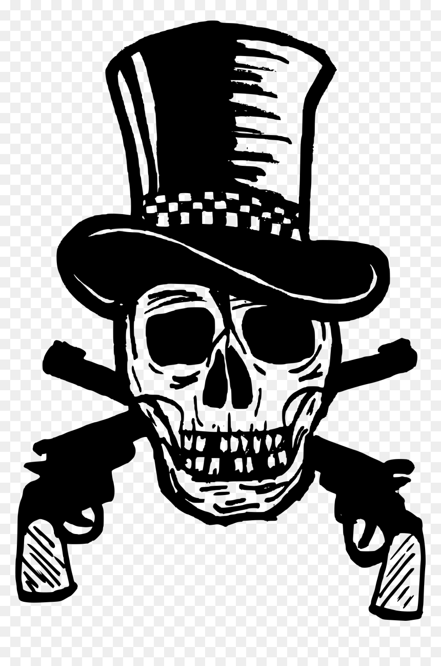 The Gunfighter Skull Clip Arts - Gun Fighter, HD Png Download - black skull png