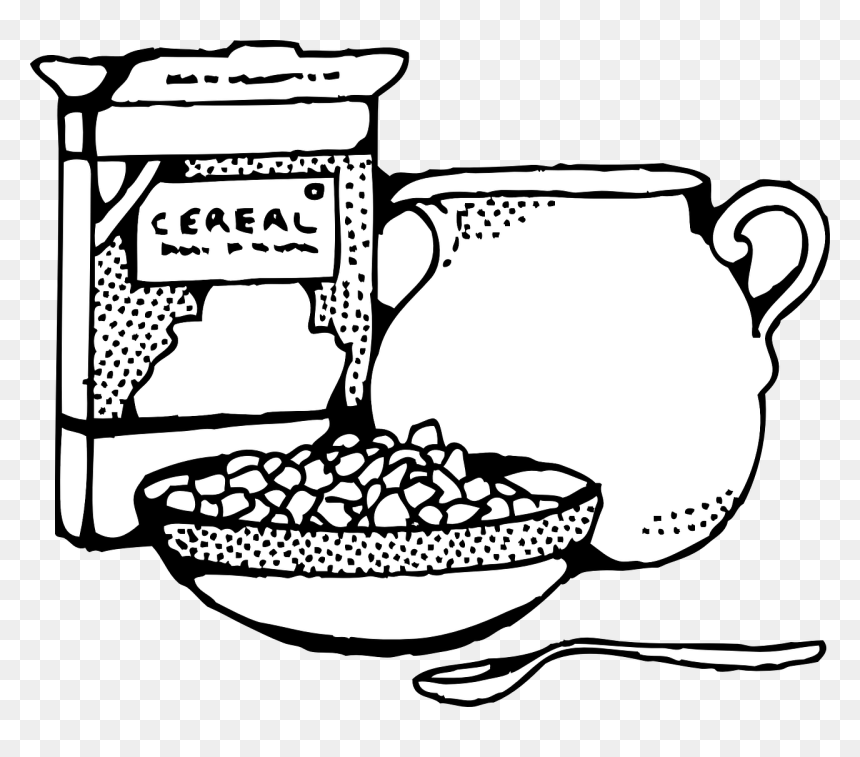 Cereals Clipart Black And White Png, Transparent Png - cereal bowl png