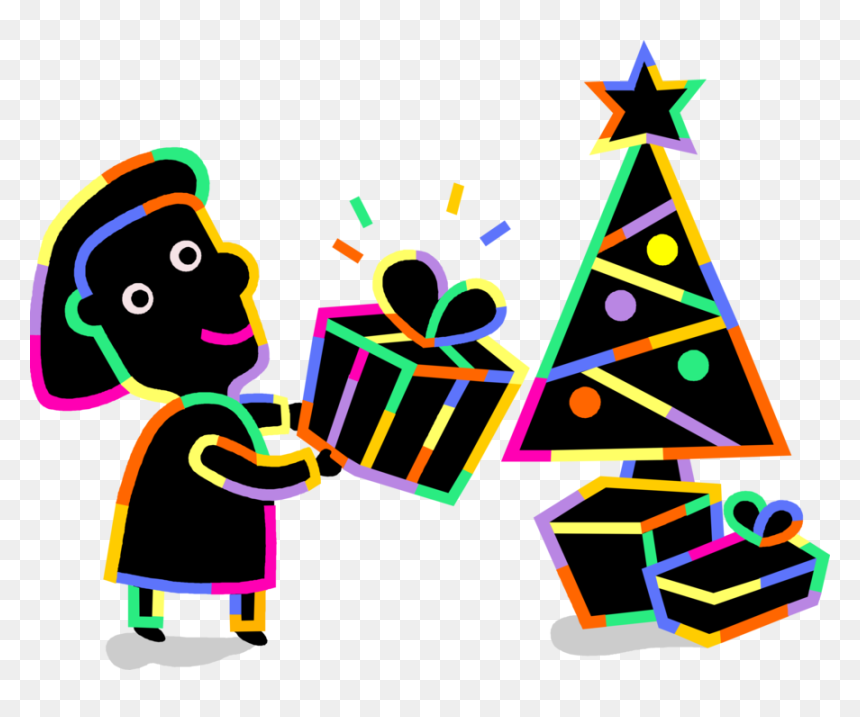 Vector Illustration Of Woman Places Christmas Gift, HD Png Download - christmas gift png