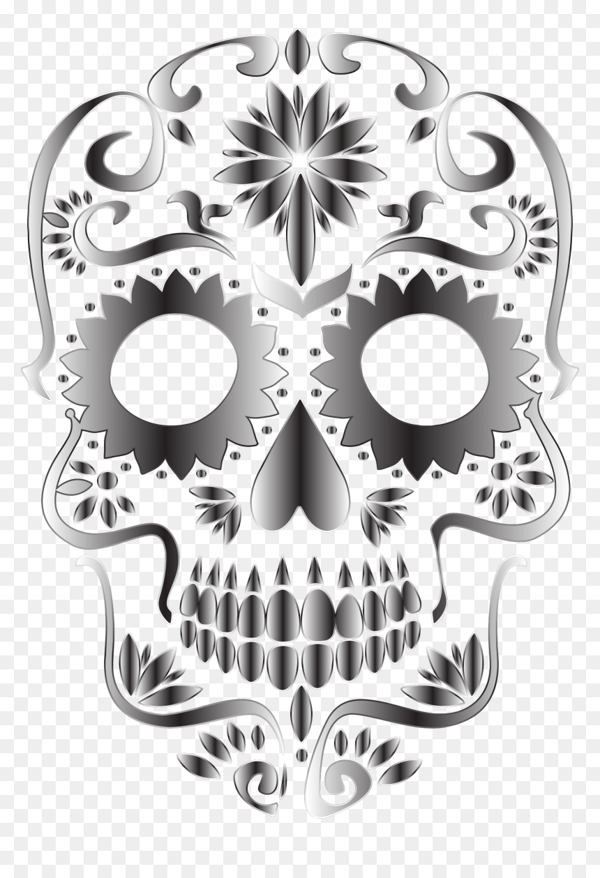 Skull And Crossbones - Transparent Background Sugar Skull Clipart, HD Png Download - skull and crossbones png transparent background