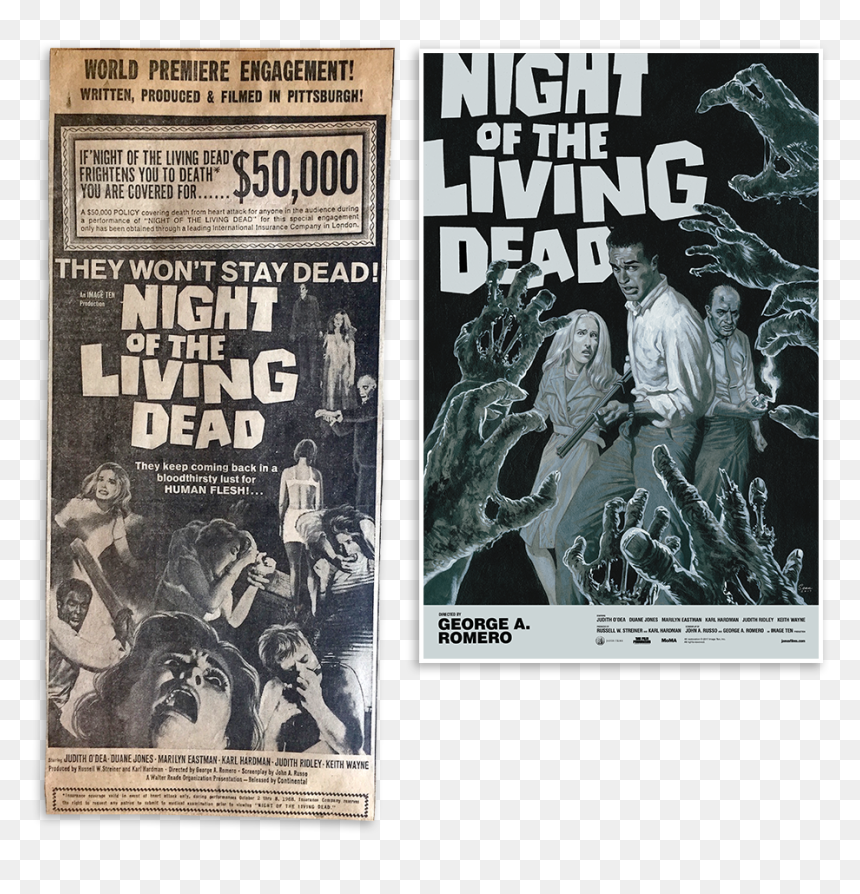 Night Of The Living Dead 1968 Poster, HD Png Download - bite mark png