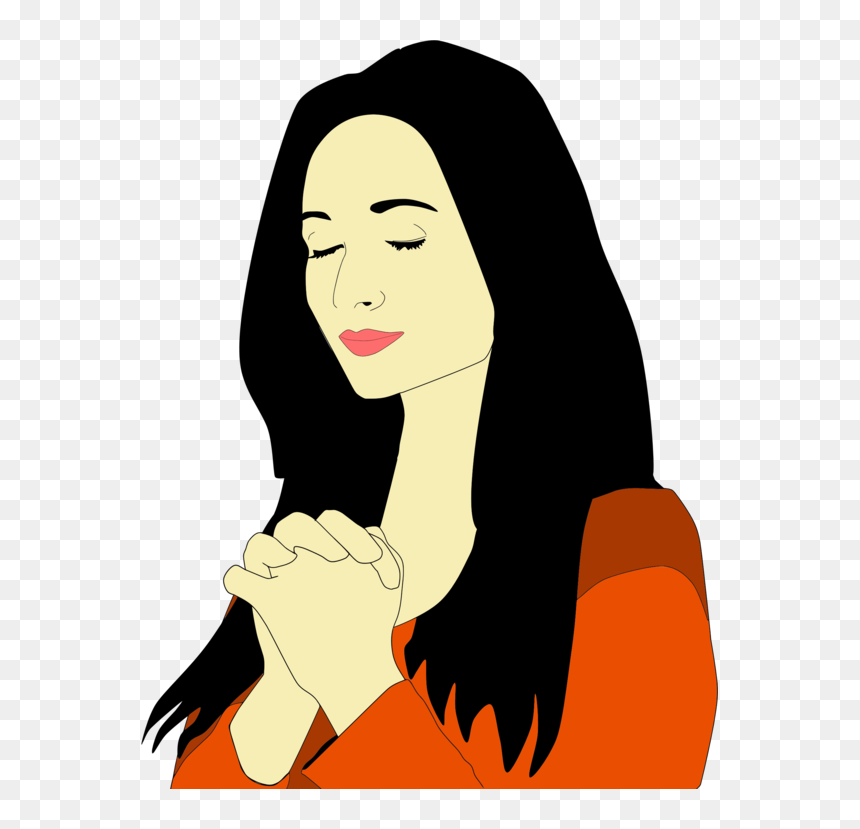 Art,black Hair,hair - Woman Praying Clipart, HD Png Download - prayer hands png
