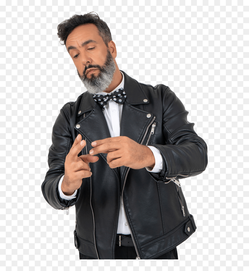 Men - Leather Jacket, HD Png Download - real mustache png