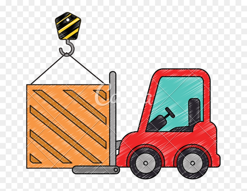 Wooden Box With Crane Hook And Forklift, HD Png Download - crane png