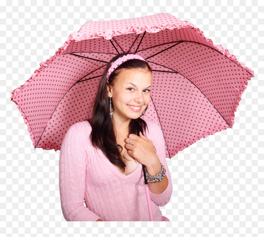 Beautiful Young Girl With Umbrella Png Image - Umbrella With Girl Png, Transparent Png - girls png