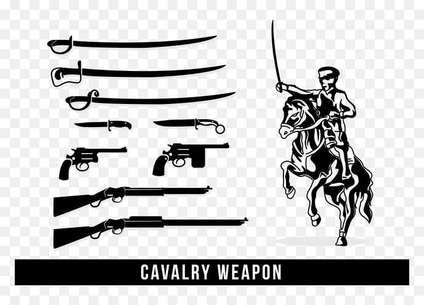 Weapon Cavalry Soldier Silhouette - Cavalry Weapon, HD Png Download - gun in hand png
