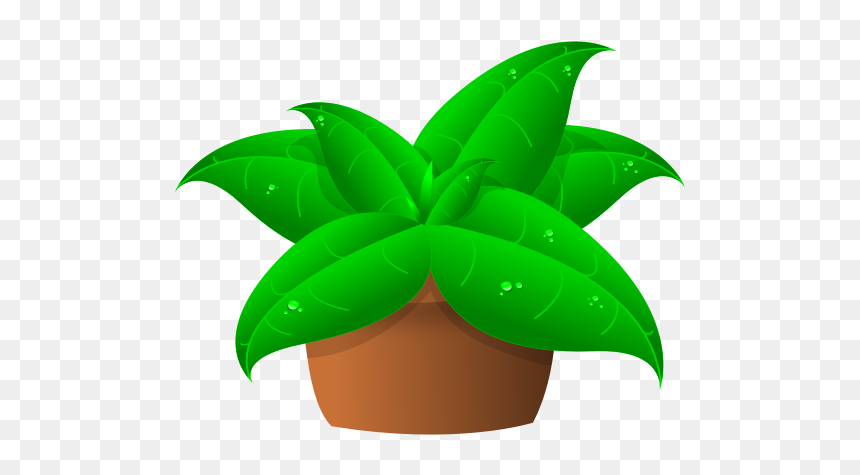 Vector Drawing Of Large Green Leaves Plant In Pot - Clip Art For Plants, HD Png Download - flower pot png