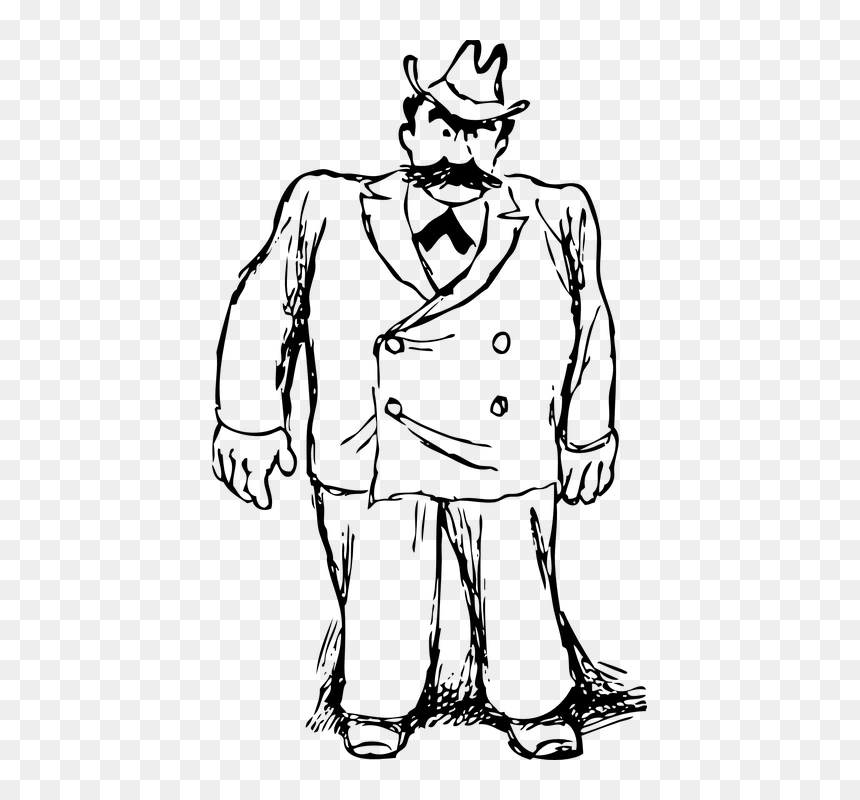 Big Man Clipart Black And White, HD Png Download - fat guy png