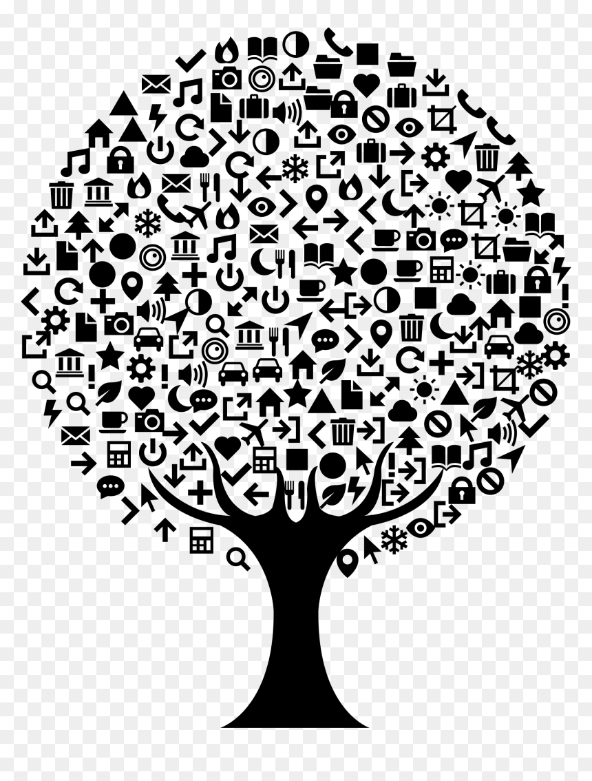 Abstract Icons Tree Clip Arts - Icon Tree Black And White Transparent, HD Png Download - tree icon png
