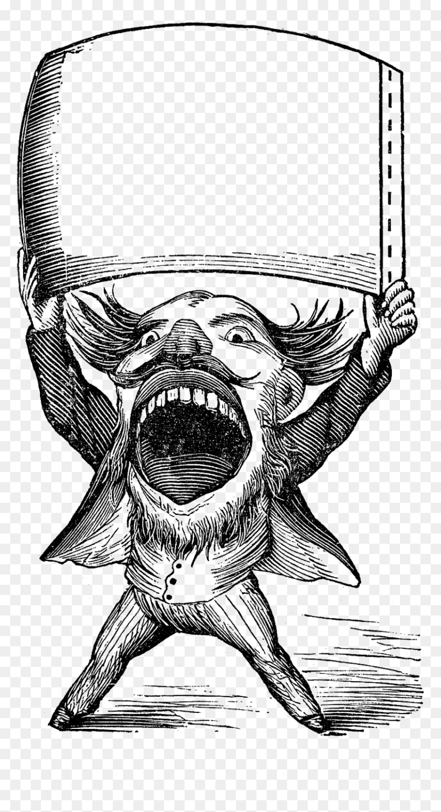 Screaming Man With A Poster - Vintage Clipart, HD Png Download - screaming png
